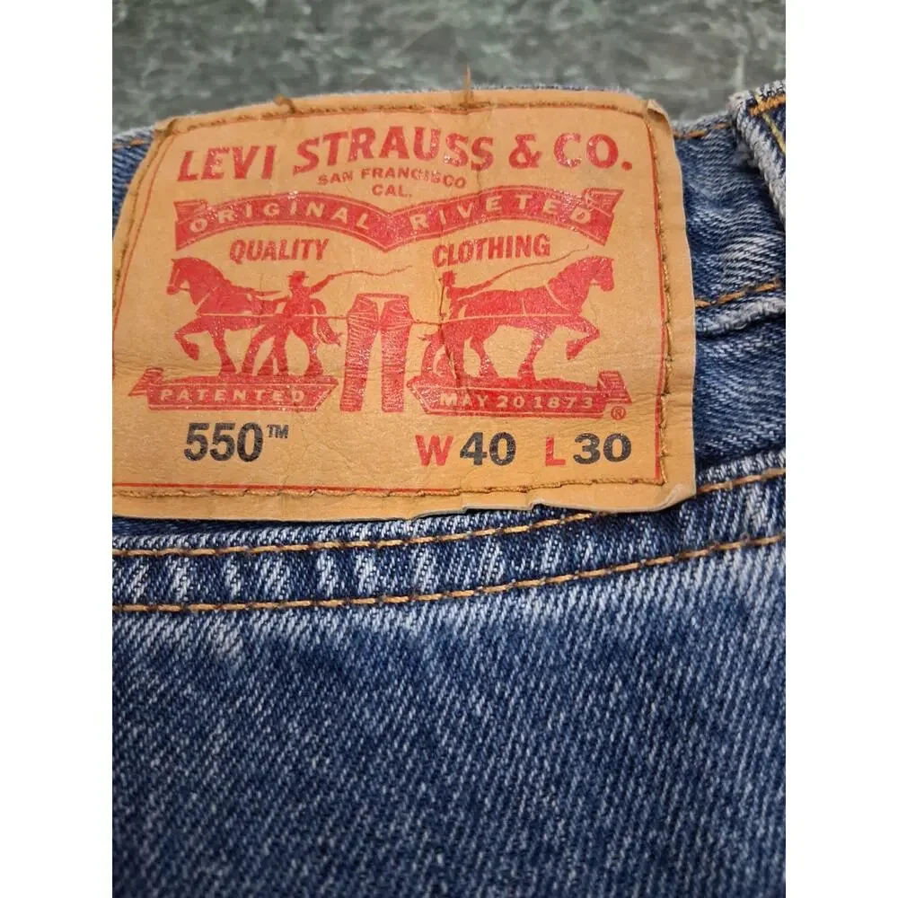 Levis 505 Jeans Mens 40x30 Blue Regular Fit Straight Leg Denim Classic 2